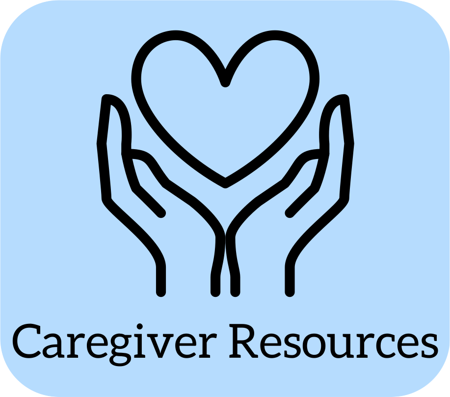 Two hands holding a heart with the words Caregiver Resources below it