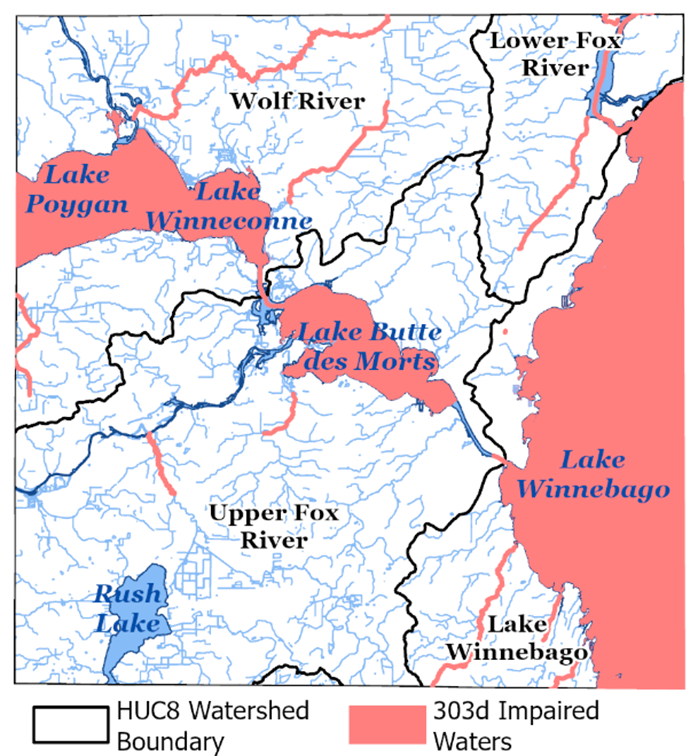 Map of Impaired waters (WI DNR 303d)