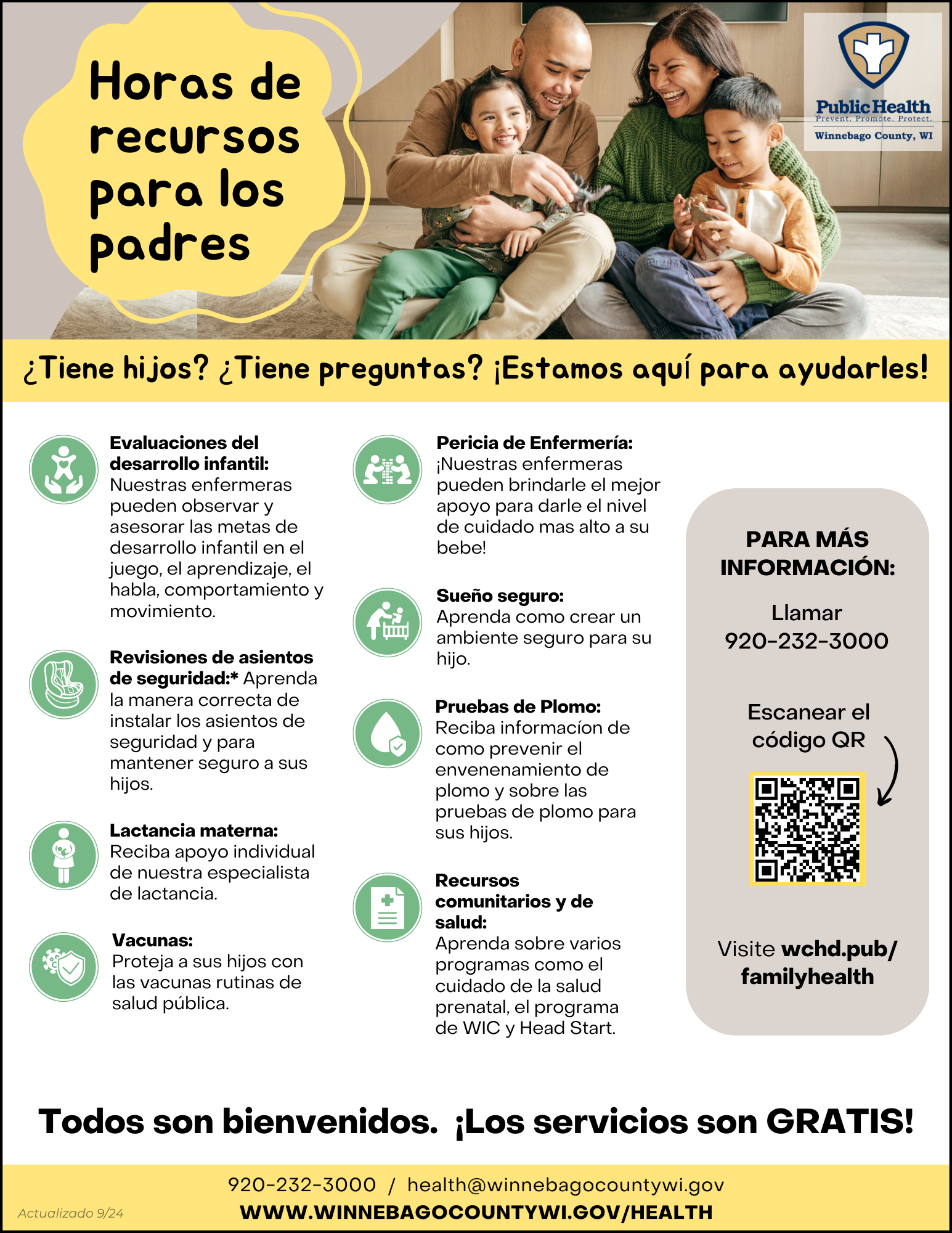 Parent Resource Hours Flyer in Spanish