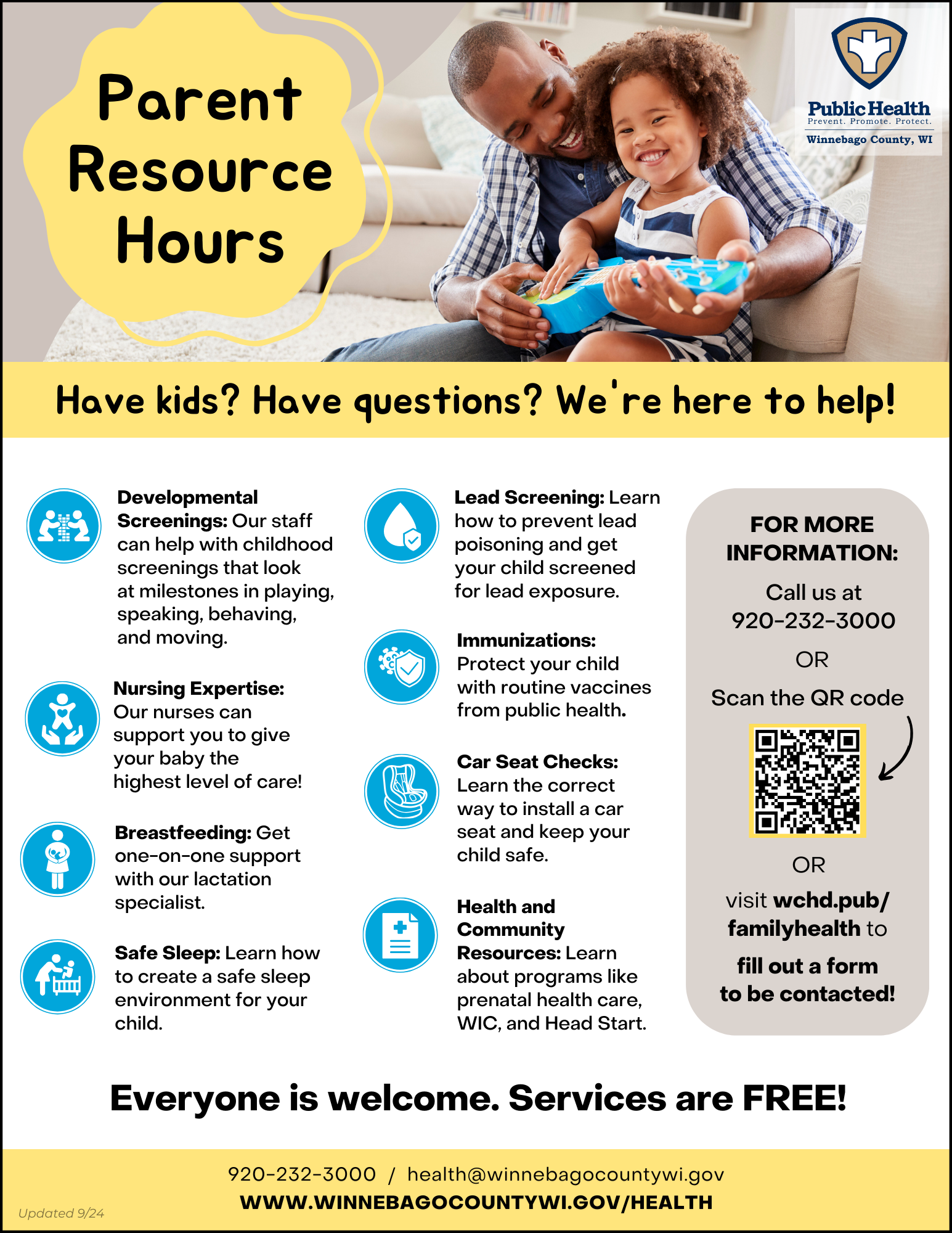 Parent Resource Hours Flyer in English