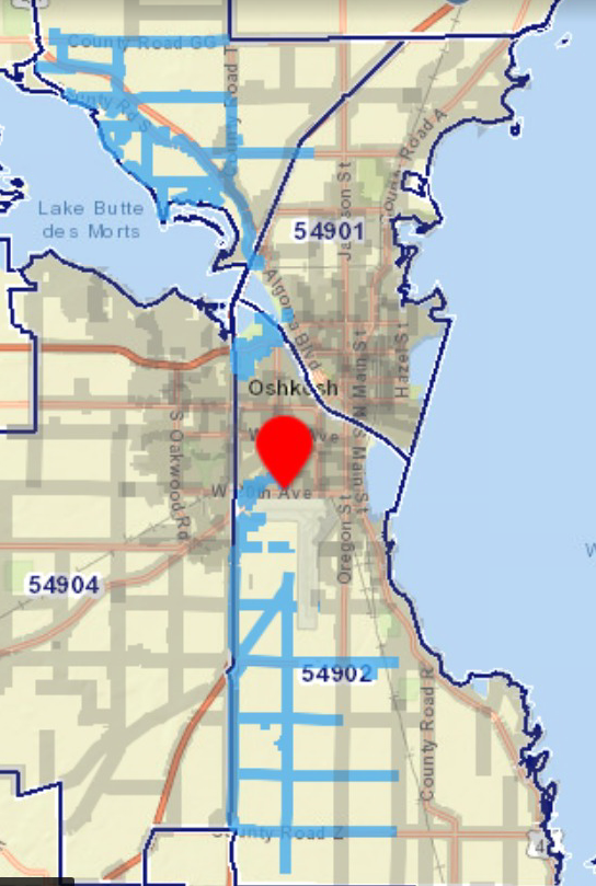 Map of area where surveys are being mailed
